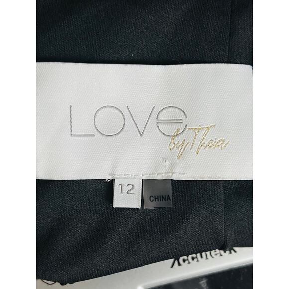 Love by Theia Crew Neck Velvet Fabric Open Back Dress Size 12 Zip Back Closure - Picture 13 of 15